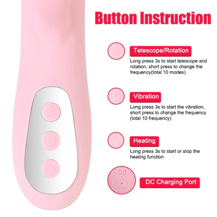 Vibrador Doble Estimulación función Telescopio Y Lengua Con Calefaccion